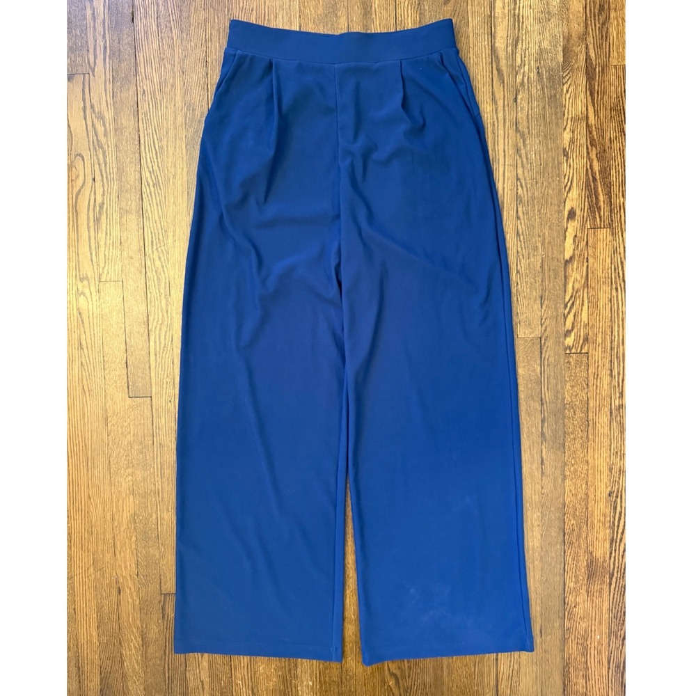 Halara Blue Wide Leg High Waisted Pleated Performance Pants Medium Regular